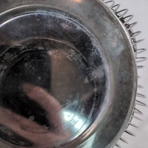 Vintage EP Brass SilverPlate Wire Bowl Fruit Floral Flower Pedestal Bread Basket - Picture 6 of 10